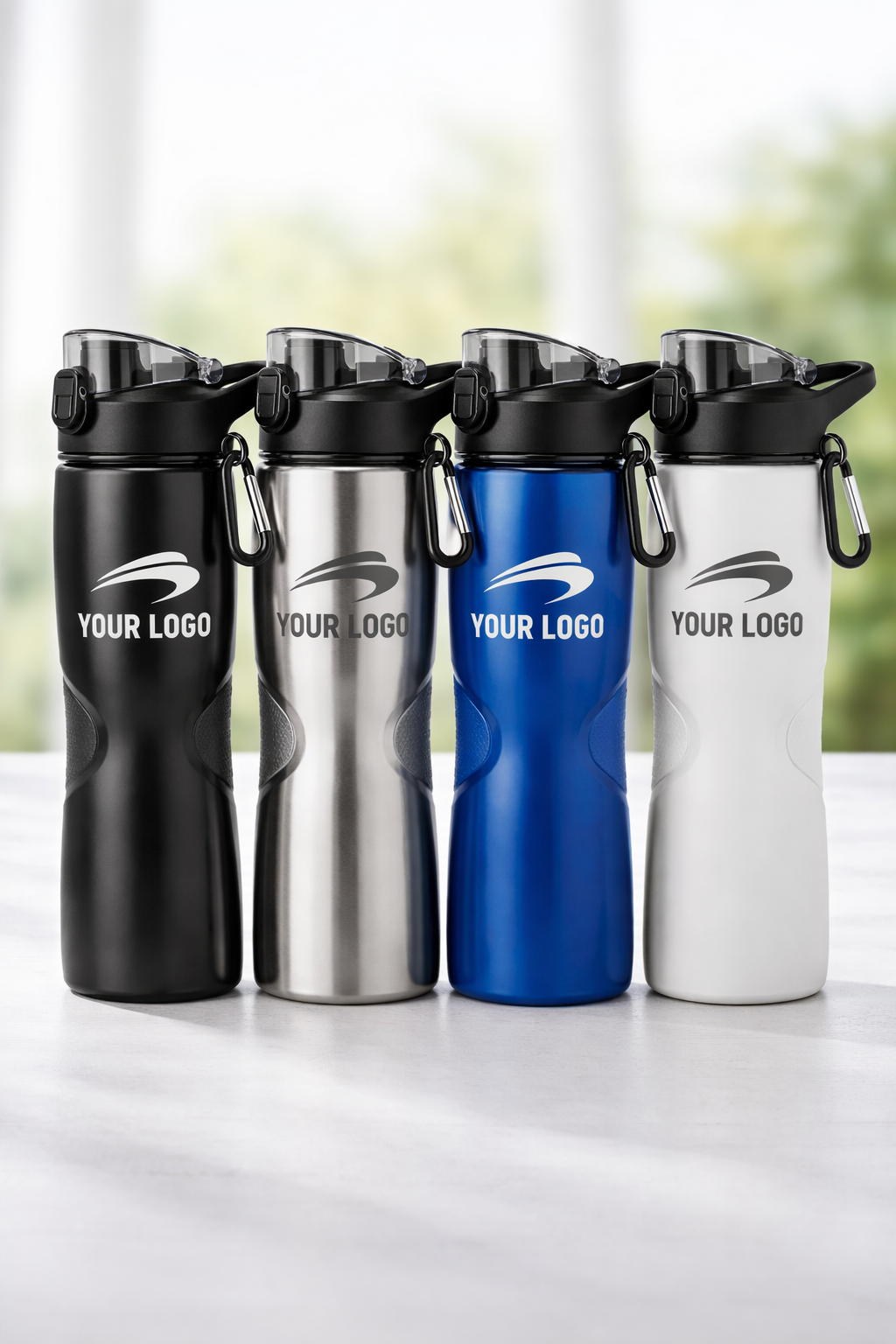 Branded stainless steel water bottle
